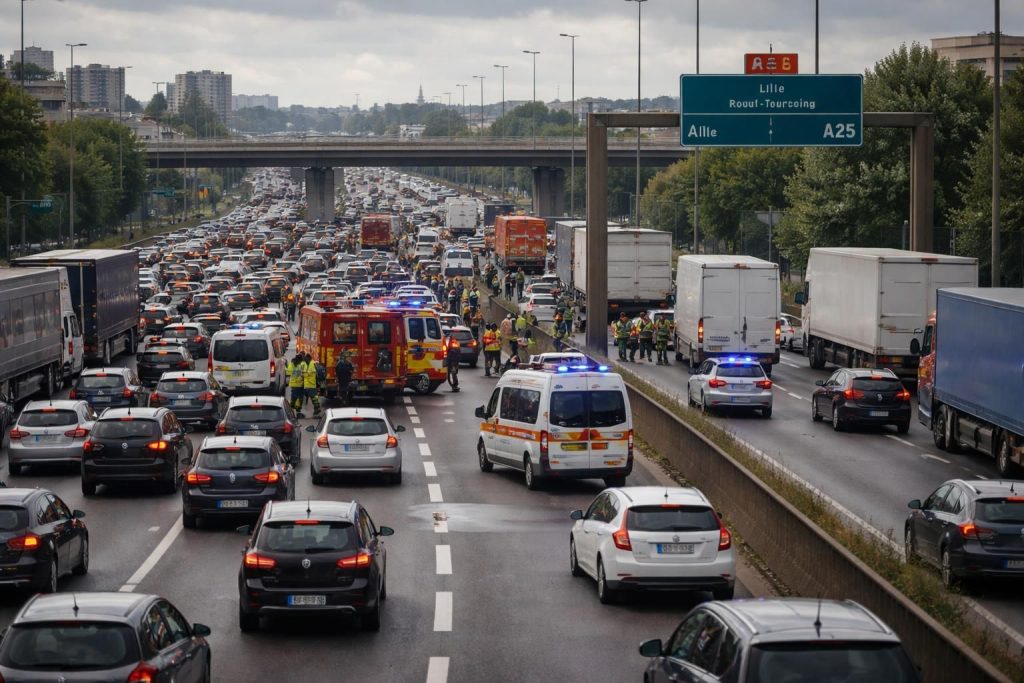 un accident sur l’a25 à lille provoque d’importants bouchons, paralysant les axes majeurs autour de la ville. suivez les mises à jour pour éviter les retards et trouver des itinéraires alternatifs.