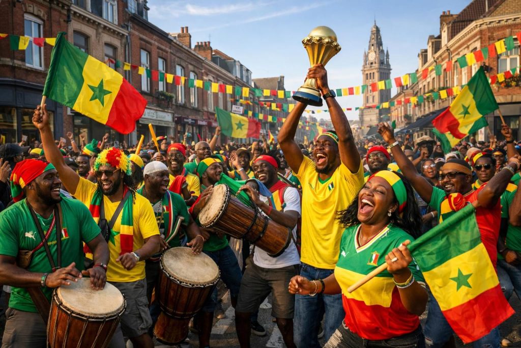 découvrez comment la ville de roubaix s'anime grâce à la passion des supporters sénégalais pendant la can, créant une ambiance festive et conviviale.