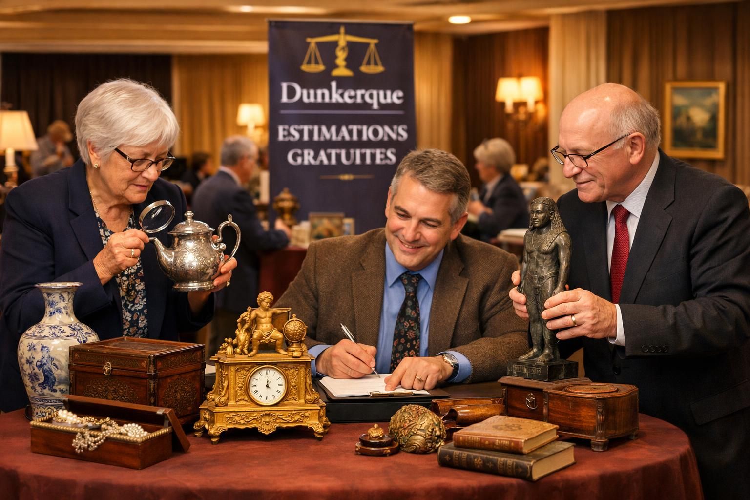 à dunkerque, des commissaires-priseurs experts proposent d'évaluer gratuitement vos objets précieux et trésors cachés. profitez de conseils professionnels pour découvrir la valeur de vos biens.