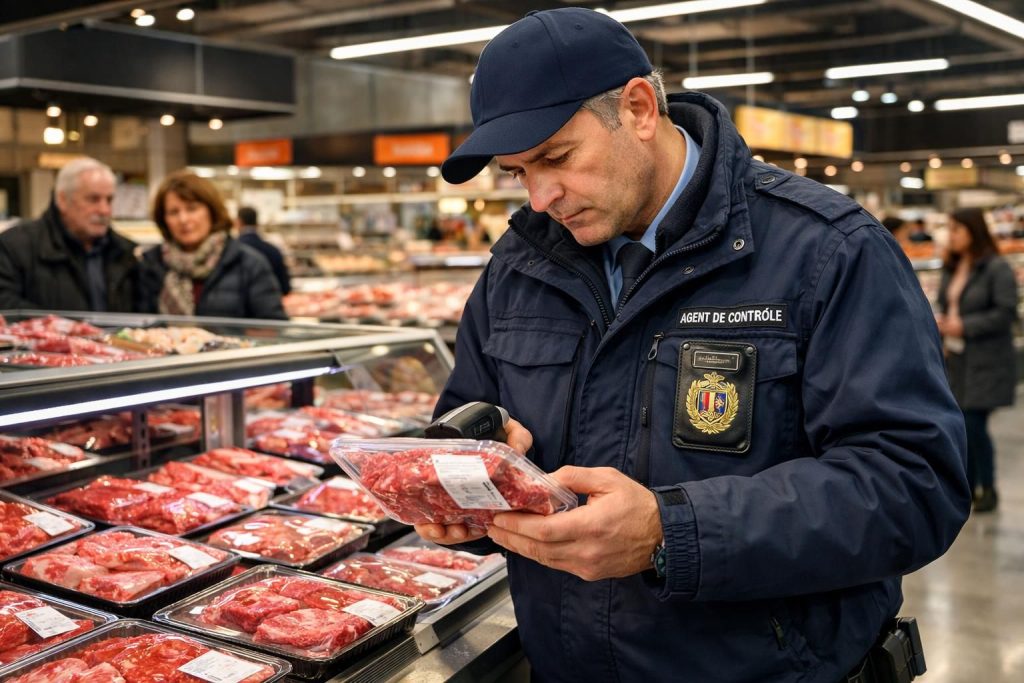une inspection rigoureuse est menée à roubaix pour vérifier l'origine de la viande dans un supermarché, assurant qualité et transparence aux consommateurs.
