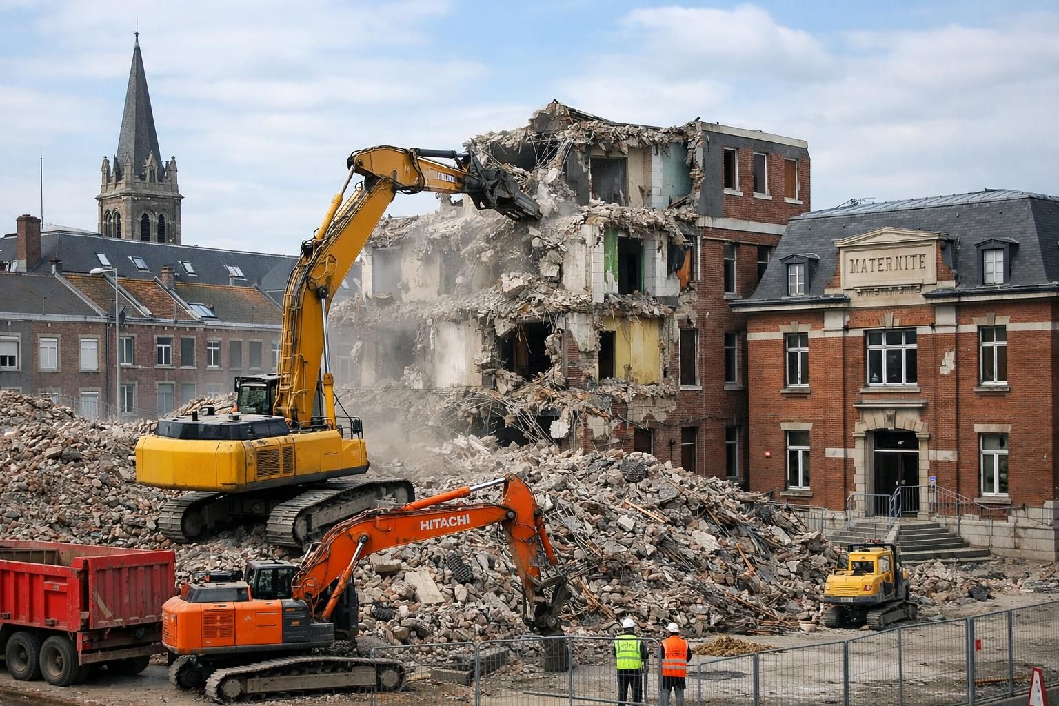 début officiel des travaux de démolition de l'ancienne maternité de roubaix, marquant une nouvelle étape pour le quartier.