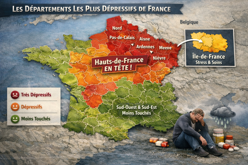 Les Hauts-de-France arrivent en tête Carte les plus dépressifs de France