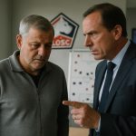 après la défaite de lille face au celta vigo, l'entraîneur genesio envisage de quitter son poste, mais le président létang s'y oppose fermement.