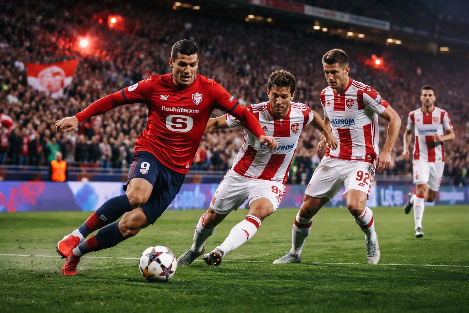 suivez le match décisif entre lille et l'étoile rouge en play-offs de la ligue europa, avec en perspective un affrontement potentiel contre l'ol ou aston villa.