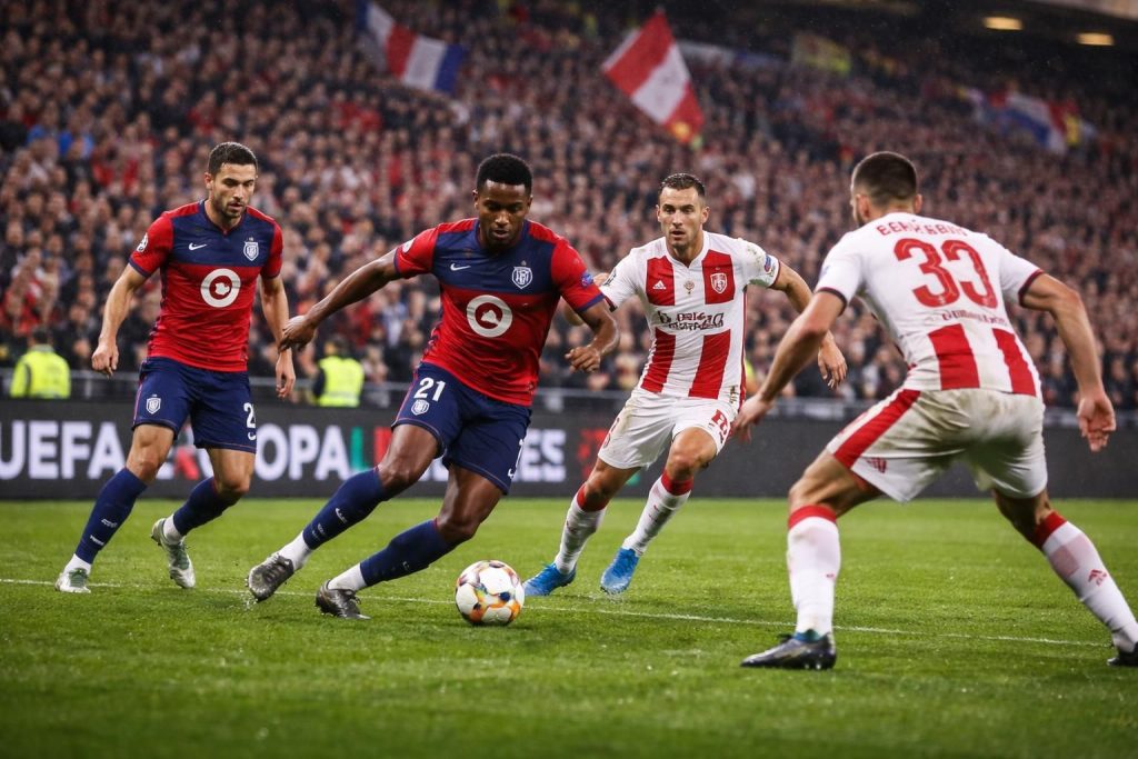 suivez lille dans son affrontement crucial contre l'étoile rouge en play-offs de la ligue europa, en attendant un potentiel duel palpitant face à l'ol ou aston villa.