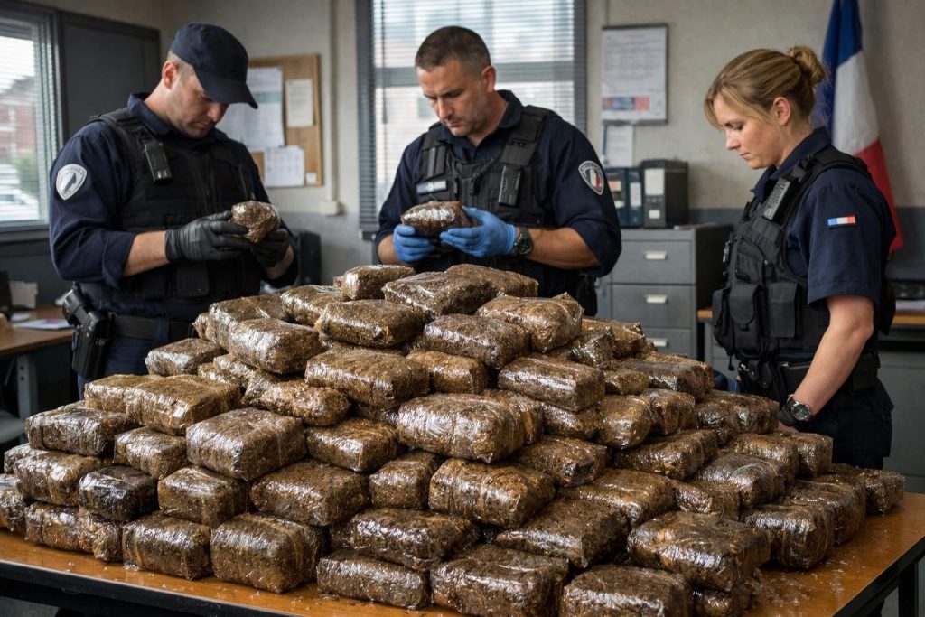 à roubaix, une saisie exceptionnelle de plus de 200 kilos de résine de cannabis a été réalisée, marquant une étape importante dans la lutte contre le trafic de drogue.
