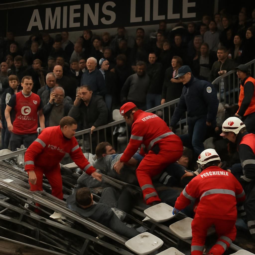 revivez en vidéo l'effroi survenu à amiens-lille en 2017 lorsqu'une barrière a cédé, provoquant une panique générale parmi la foule.