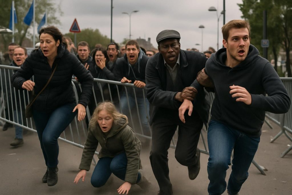 revivez l'effroi lors de l'événement amiens-lille 2017 où une barrière a cédé, déclenchant une panique générale. découvrez la vidéo impressionnante de cet incident.