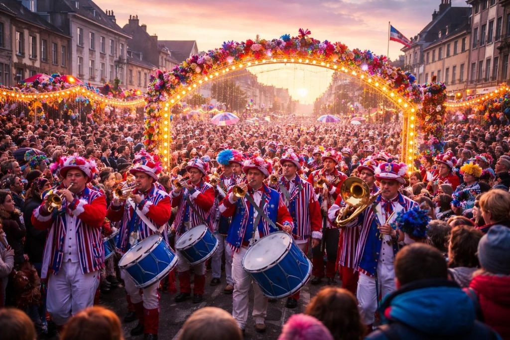 découvrez comment la bande de rosendaël éclaire la clôture des célèbres trois joyeuses lors du carnaval de dunkerque, une fête pleine de joie et de traditions.