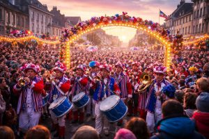découvrez comment la bande de rosendaël éclaire la clôture des célèbres trois joyeuses lors du carnaval de dunkerque, une fête pleine de joie et de traditions.