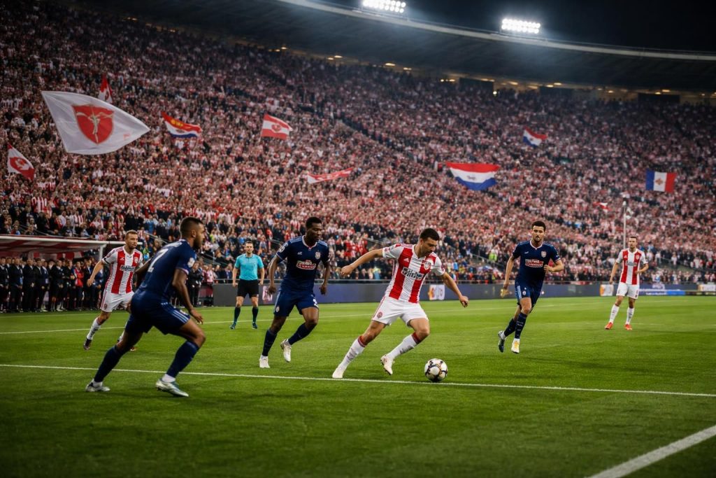 suivez en direct le match retour décisif des barrages de ligue europa entre l'étoile rouge de belgrade et lille. vivez toute l'action en live avec commentaires, résultats et temps forts.