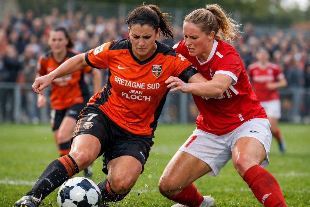 revivez le match palpitant de d3 féminine où lorient montre toute sa détermination en tenant tête au leader roubaix avec courage et solidité.