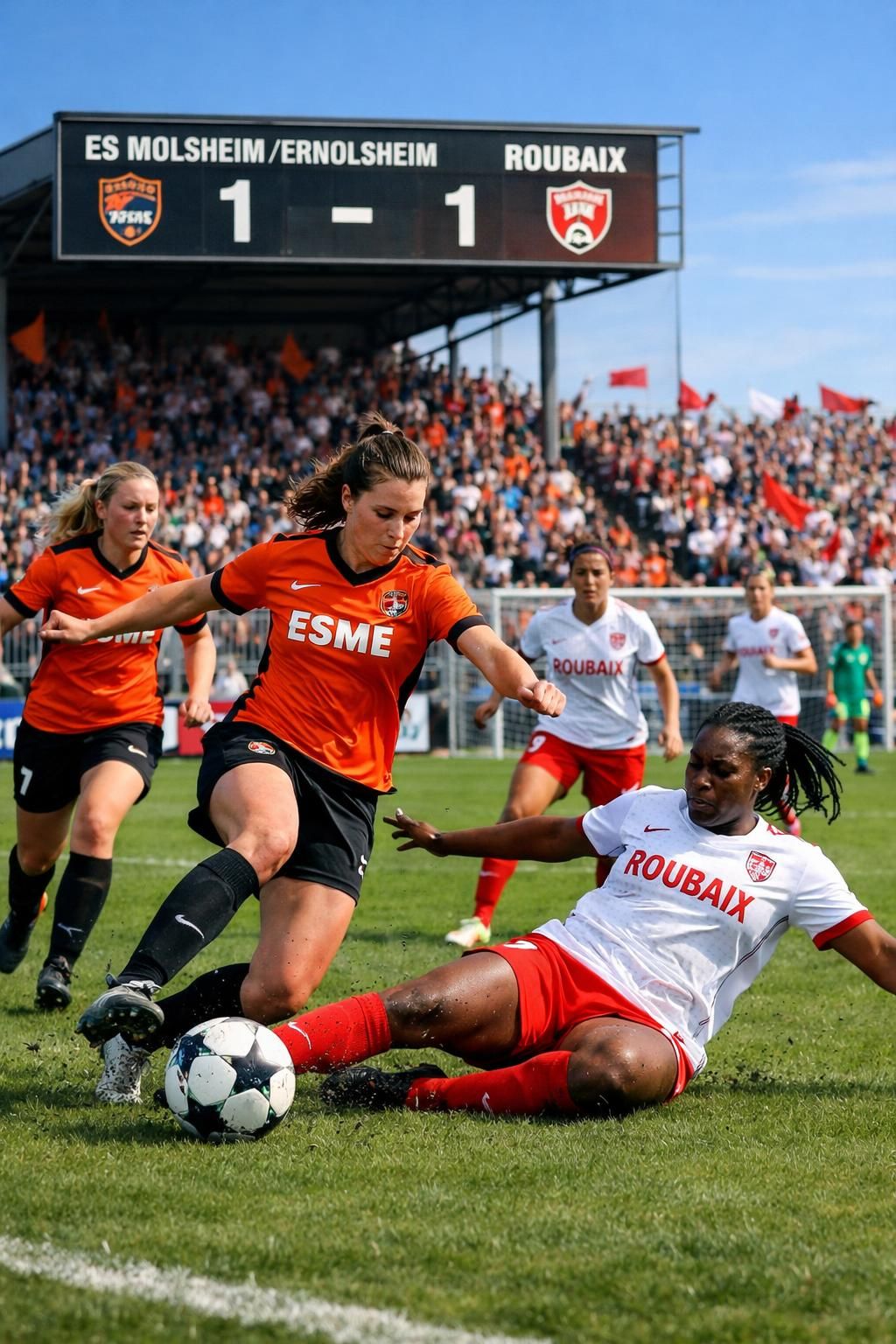 découvrez le résumé du match de football division 3 féminine où l’es molsheim/ernolsheim a subi une lourde défaite à domicile face à roubaix (1-5). analyse des performances et réactions.