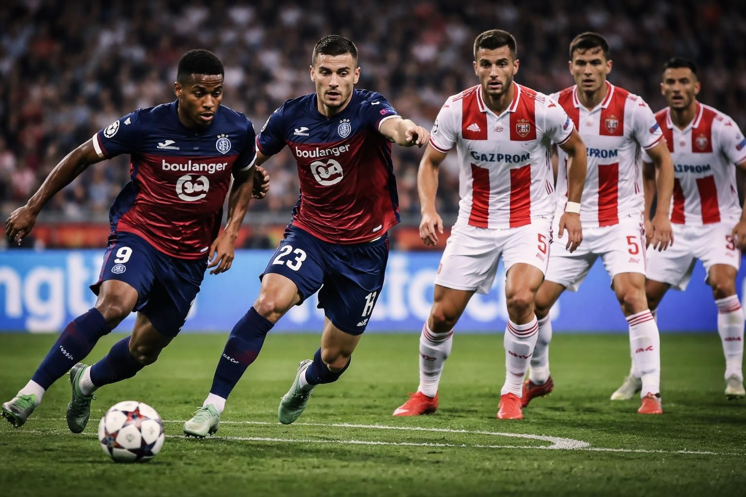 lille affronte l'étoile rouge de belgrade avec haraldsson et fernandez-pardo, des joueurs imprévisibles qui perturbent dangereusement la défense adverse.