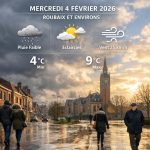 consultez les prévisions météorologiques détaillées pour le mercredi 4 février 2026 à roubaix et dans ses environs, pour bien planifier votre journée.