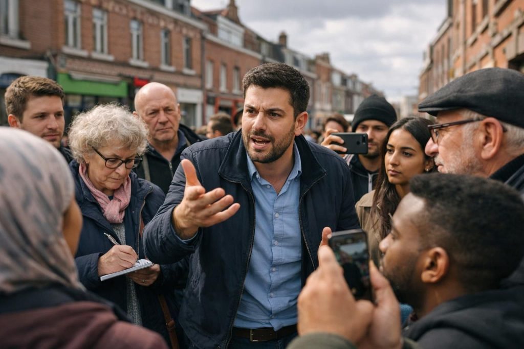 à roubaix, david guiraud (lfi) intensifie sa campagne pour encourager la mobilisation citoyenne et lutter contre l'abstention lors des prochaines échéances électorales.