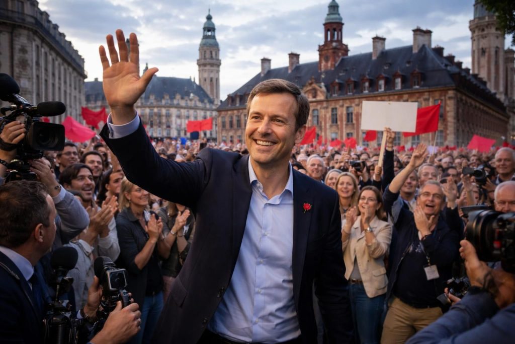 aux municipales 2026 à lille, arnaud deslandes, maire socialiste sortant, remporte une victoire éclatante sans aucune surprise, confirmant son leadership dans la ville.