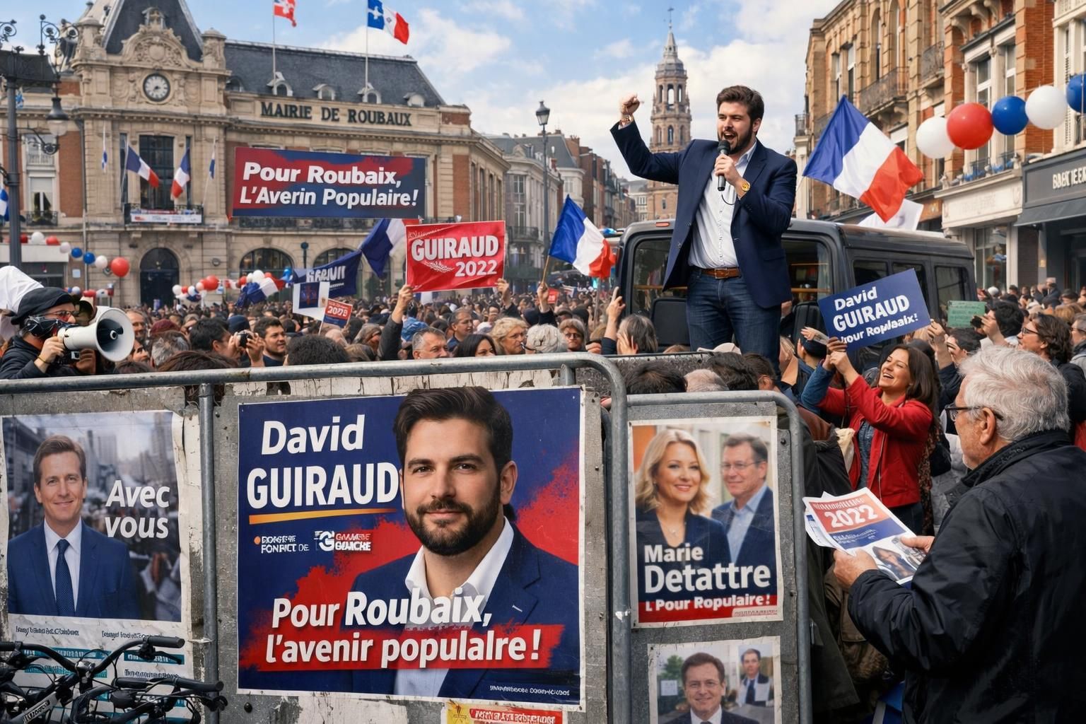 découvrez les dernières tendances des intentions de vote pour les municipales 2026 à roubaix, avec david guiraud (lfi) largement en tête selon les sondages.