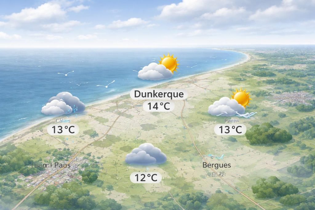 consultez les prévisions météo détaillées pour dunkerque et ses environs le dimanche 22 mars 2026. ne manquez aucun changement climatique avec notre aperçu complet.