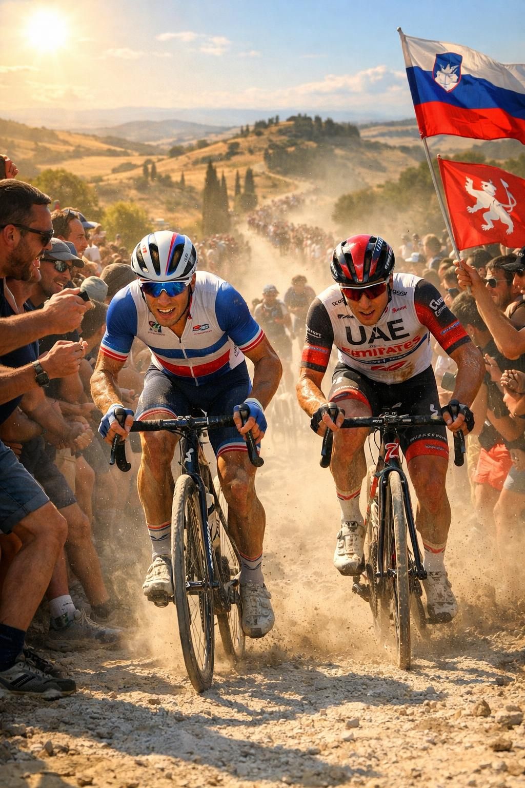 revivez la course strade bianche où paul seixas s'impose en dauphin, face à un tadej pogacar exceptionnel et irrésistible.