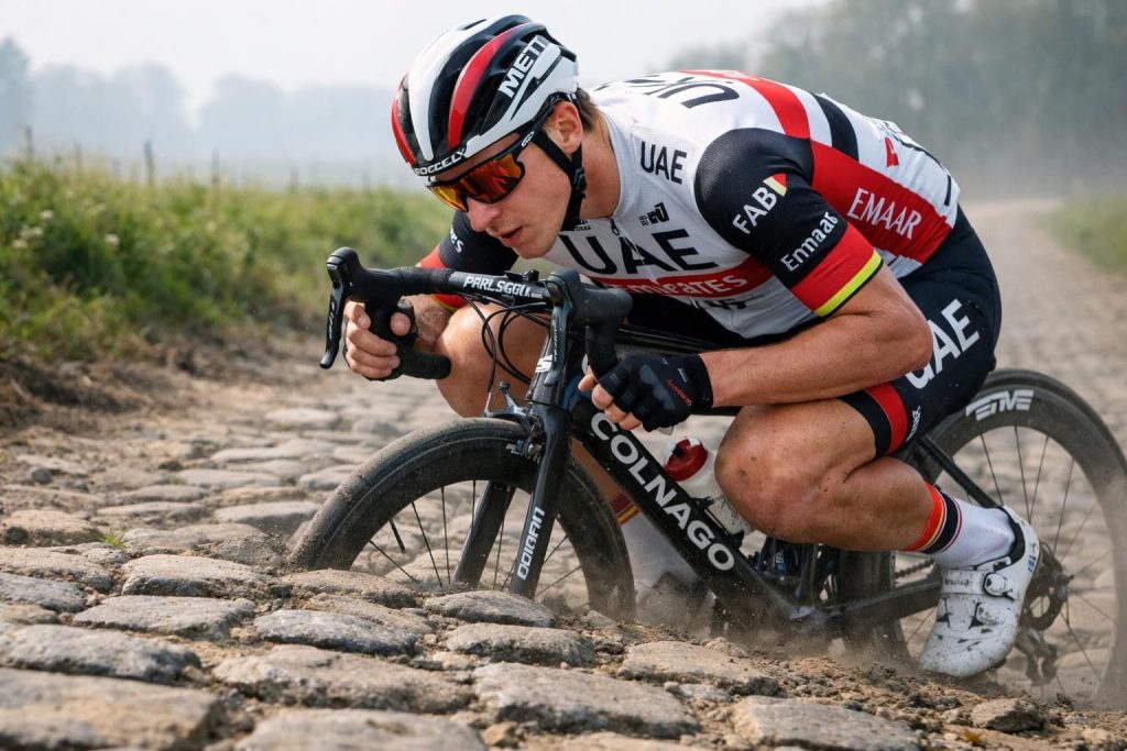 découvrez le retour de tadej pogacar sur les célèbres pavés de paris-roubaix pour une reconnaissance détaillée et stratégique avant la course légendaire.
