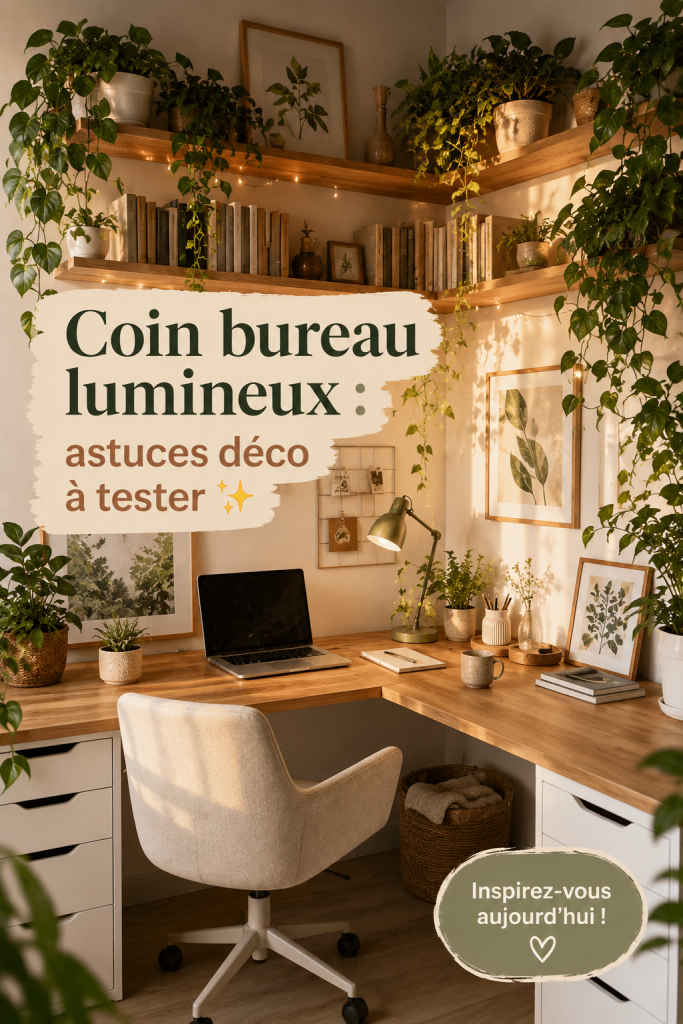 Petit bureau lumineux avec des éléments décoratifs fonctionnels