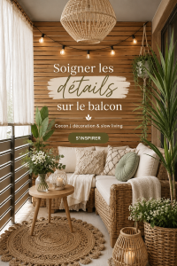 Balcon décoré avec des plantes et des éléments apaisants, image qui inspire le cocon