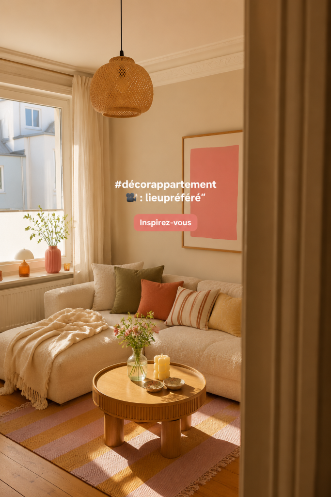 Un salon décoré avec style dans un appartement moderne.