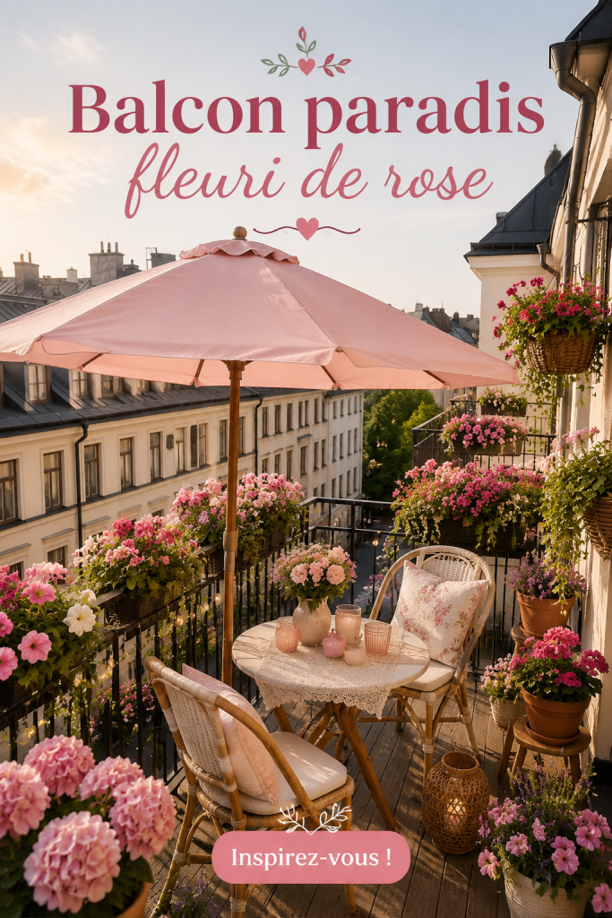 Balcon fleuri avec des fleurs colorées et des plantes vertes, créant une oasis urbaine.