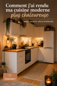 Aménagement d'une cuisine moderne avec des éléments chaleureux et accueillants