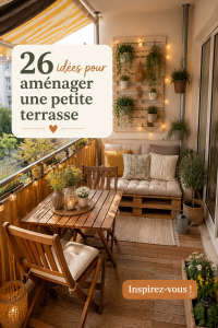 Petite terrasse aménagée avec mobilier compact et plantes