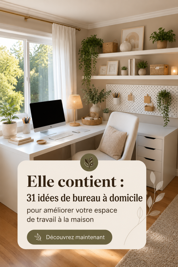 Bureau à domicile stylé et fonctionnel avec décoration moderne et pratique.