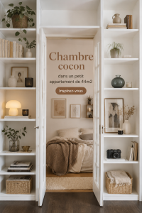 Chambre cocon chaleureuse dans un petit appartement de 44m²