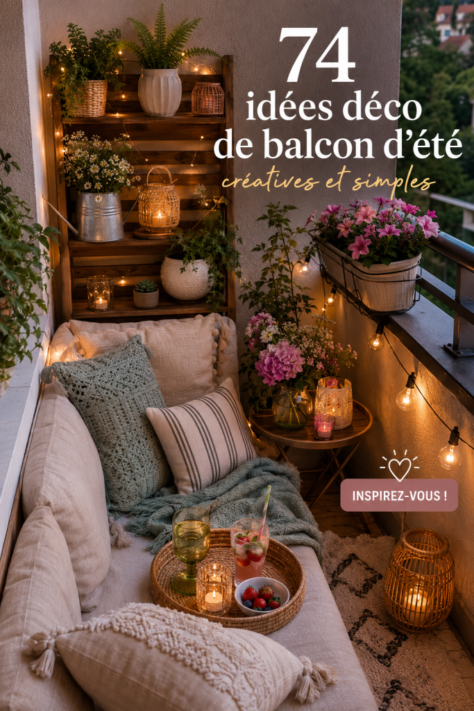 Balcon décoré avec des plantes et des meubles confortables pour un été agréable