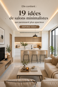 Un petit salon au design minimaliste avec des meubles modernes et des tons clairs.