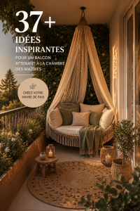 Balcon cosy attenant à une chambre avec des plantes et des meubles confortables