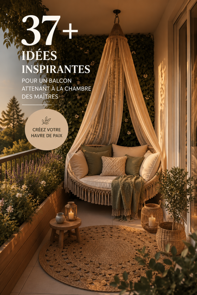 Balcon cosy attenant à une chambre avec des plantes et des meubles confortables