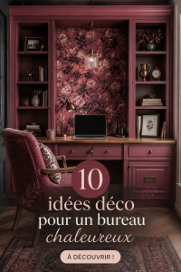 Bureau à domicile décoré de manière cosy avec des plantes et des accessoires chaleureux.