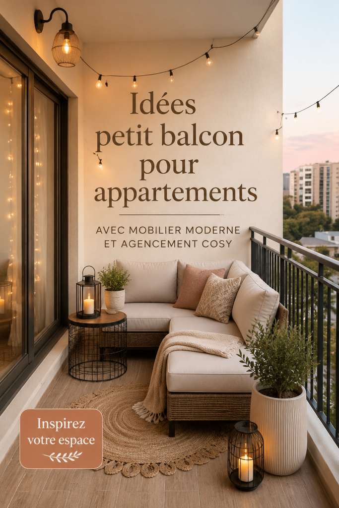 Petit balcon moderne avec mobilier cosy et plantes
