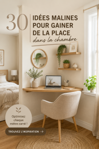 Chambre optimisée avec des solutions de rangement innovantes, créant un espace épuré et fonctionnel.