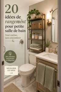 Salle de bain bien rangée avec des solutions de rangement modernes.