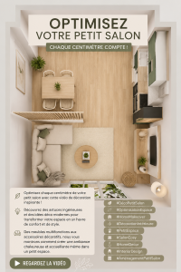 Un petit salon optimisé avec des meubles multifonctions et une décoration moderne