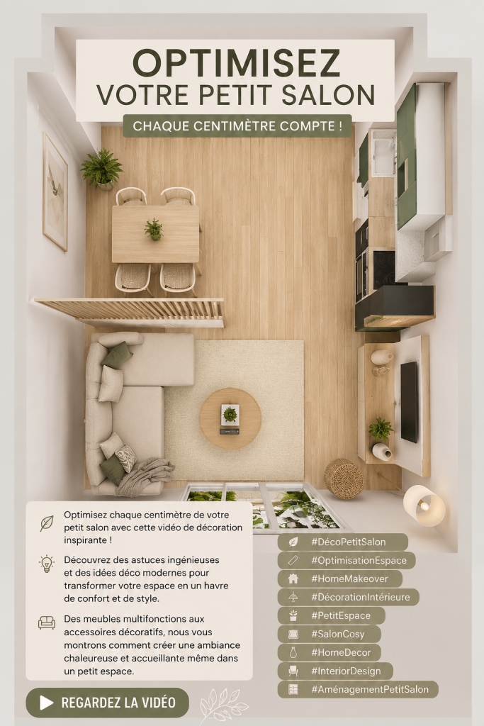 Un petit salon optimisé avec des meubles multifonctions et une décoration moderne