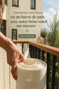 Balcon décoré avec un parasol sur mesure, créant une ambiance relaxante
