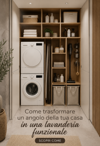Buanderie fonctionnelle et bien aménagée avec espace de rangement et équipement moderne.