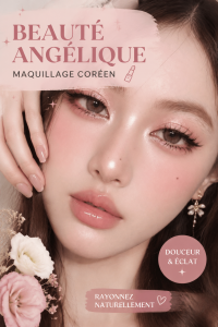 Maquillage Angel Core mettant en valeur des couleurs douces et lumineuses