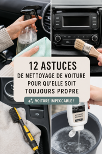 Une main utilisant un produit de nettoyage pour voiture