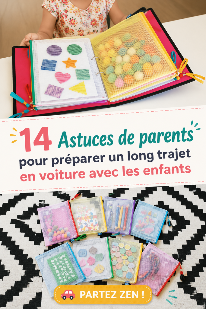Une famille heureuse en voyage en voiture avec des enfants, prêts pour l'aventure.
