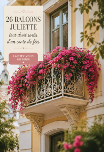 Un magnifique balcon Juliette en fer forgé entouré de fleurs colorées.