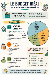 Femme entourée de graphiques et d'outils de gestion de budget.